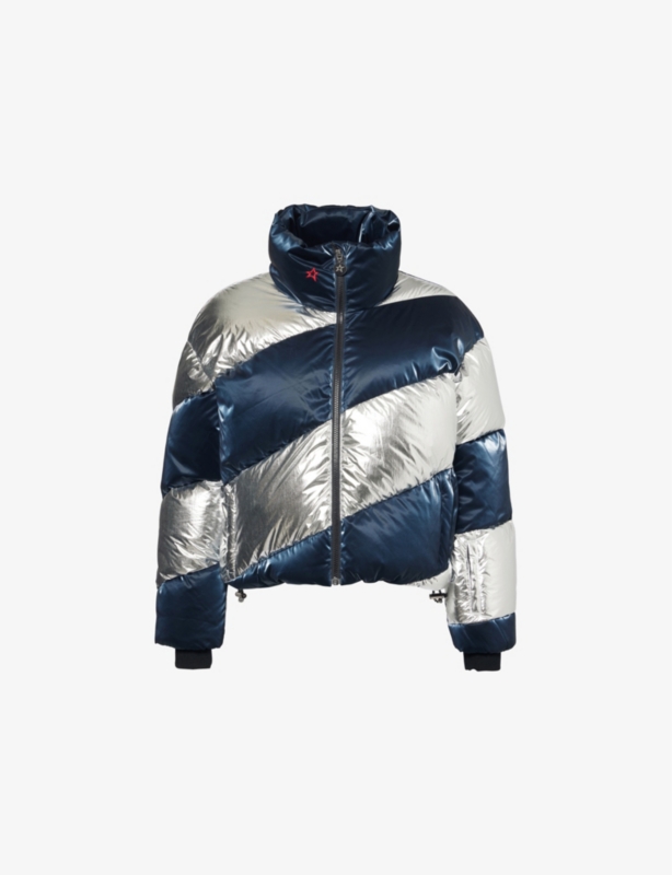 Mojo Puffer stripe-panel foil shell-down jacket
