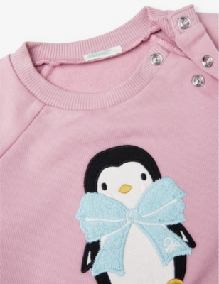 BENETTON: Animal-embroidered stretch-woven sweatshirt 1-18 months