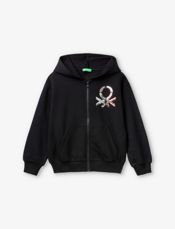 Sequin-embellished zip-up cotton-blend hoody 6-14 years