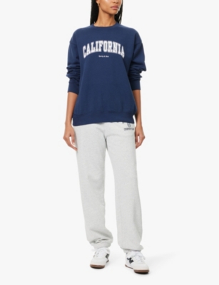 SPORTY & RICH: Varsity Crest drawstring straight-leg high-rise cotton-blend jogging bottoms