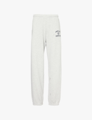 SPORTY & RICH: Varsity Crest drawstring straight-leg high-rise cotton-blend jogging bottoms