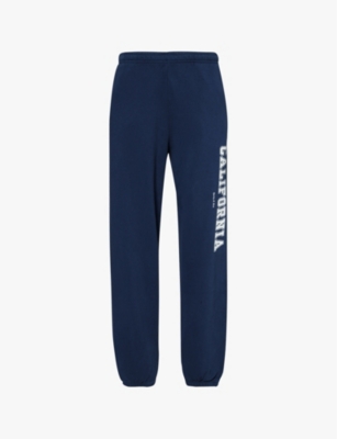 Sporty And Rich Womens Navy California Drawstring Straight-leg High-rise Cotton-jersey Jogging Bottoms