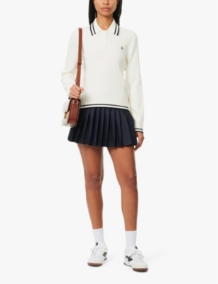 SPORTY & RICH: Abigail pleated wool mini skirt