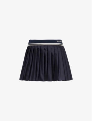 SPORTY & RICH: Abigail pleated wool mini skirt
