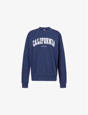 Sporty And Rich Womens California Round-neck Cotton-jersey Sweatshirt Navy