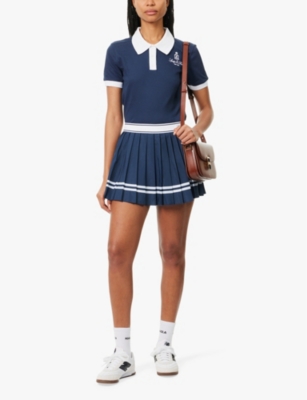 SPORTY & RICH: Vendome 70s brand-embroidery stretch-cotton-piqué polo shirt