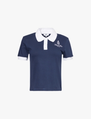 SPORTY & RICH: Vendome 70s brand-embroidery stretch-cotton-piqué polo shirt