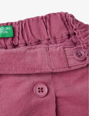 Elasticated-waistband wide-leg mid-rise cotton trousers 18 months-6 years