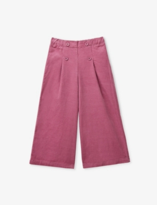 BENETTON: Elasticated-waistband wide-leg mid-rise cotton trousers 18 months-6 years