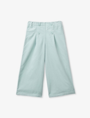 BENETTON: Elasticated-waistband wide-leg mid-rise cotton trousers 18 months-6 years