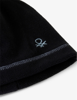 BENETTON: Unisex brand-embroidery fleece beanie hat 6-14 years
