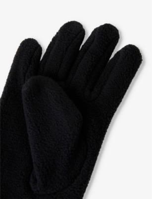 Benetton Black Unisex Brand-embroidery Fleece Gloves 6-14 Y In Black