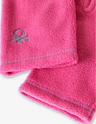 BENETTON: Unisex brand-embroidery fleece gloves 6-14 years