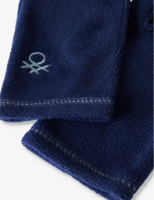 BENETTON: Unisex brand-embroidery fleece gloves 6-14 years