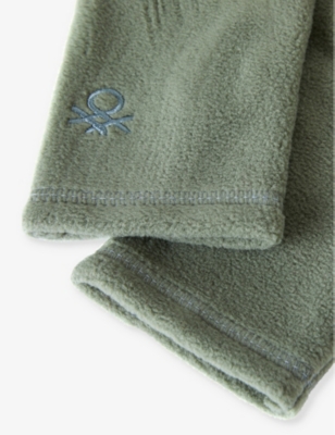 BENETTON: Unisex brand-embroidery fleece gloves 6-14 years
