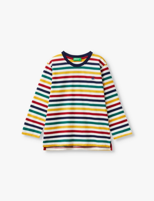 Logo-embroidered long-sleeve striped cotton top 18 months-6 years