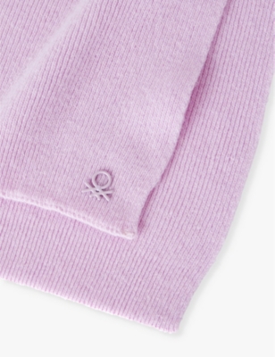 Shop Benetton Logo-embroidered Wool-blend Scarf Lilac