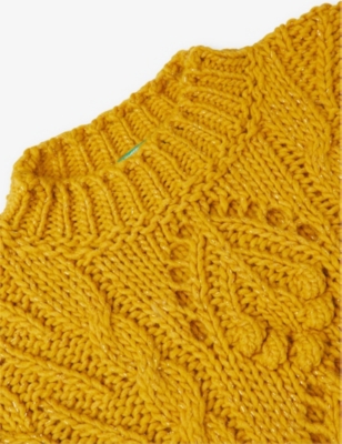 BENETTON: Round-neck fringed-trim knitted top 1-6 years