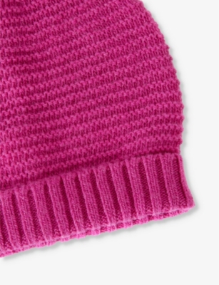 Shop Benetton Fold-up Ribbed Knitted Hat 0-18 Month In Cyclamen