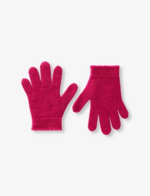 Benetton Unisex Slip-on Knitted Gloves 1-6 Years Cyclamen In Cyclamen