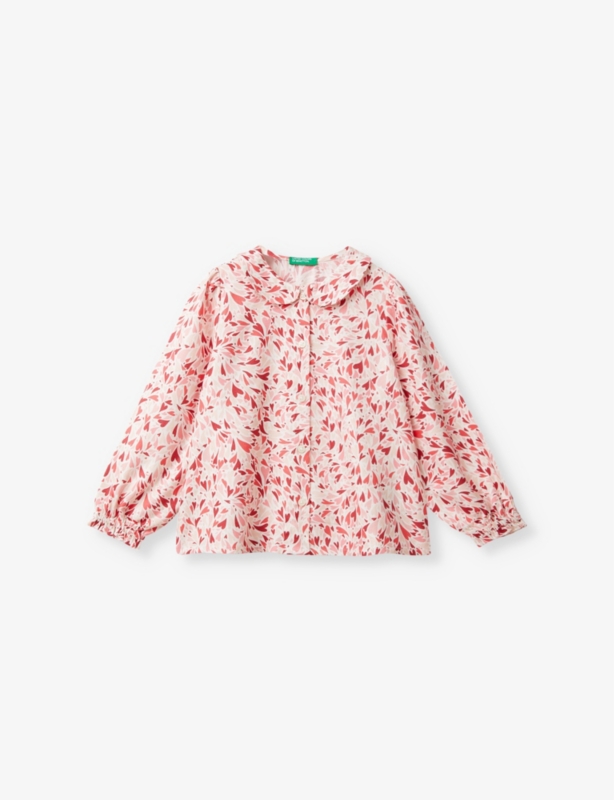 Heart-pattern long-sleeve woven shirt 18 months - 6 years