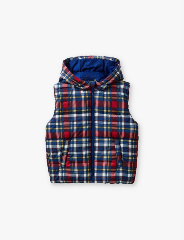 Check-print padded woven gilet 18 months-6 years