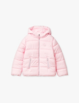 Benetton Kids' Brand-embroidered Padded Shell Jacket 6-14 Y In Pink