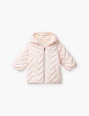 Benetton Babies' Logo-embroidered Quilted Shell Jacket 1-18 M In Light Powder