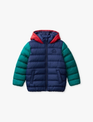 Benetton Kids' Brand-embroidered Padded Shell Jacket 6-14 Y In Multicolor