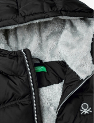 Brand-embroidery teddy-lined padded shell jacket 6-14 years