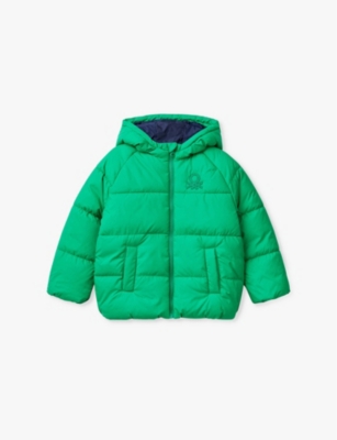 Benetton Babies' Brand-embroidered Padded Shell Jacket 18 Months - 6 Y In Intense Green