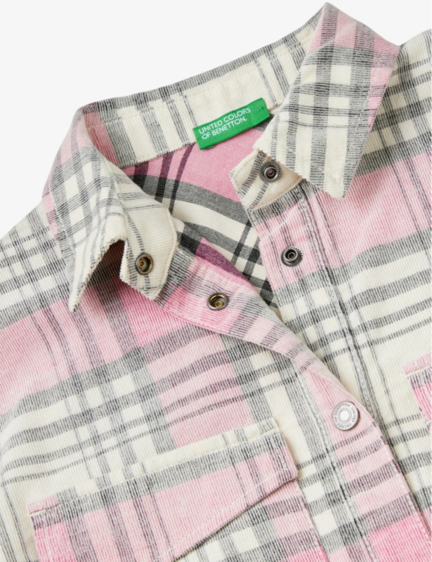 Cord check oversized cotton shirt 6-14 years