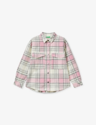 Benetton Multicolor Cord Check Oversized Cotton Shirt 6-14 Y In Multicolor