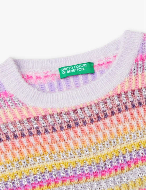 Striped metallic-weave knit jumper 6-14 years