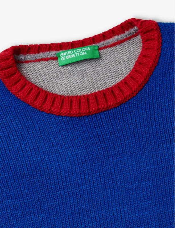 Colour-block crewneck knitted jumper 6-14 years