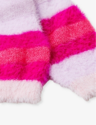 BENETTON: Fluffy multi-coloured striped faux-fur jumper 18 months-6 years