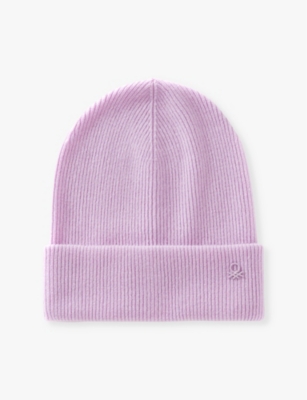 Shop Benetton Logo-embroidered Wool-blend Hat In Lilac