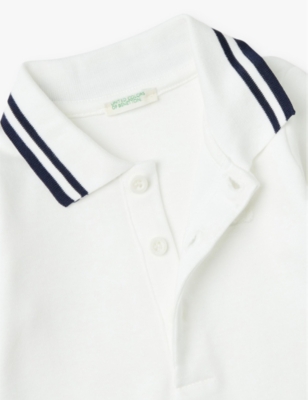 BENETTON: Stripe-collar long-sleeve cotton vest 1-18 months