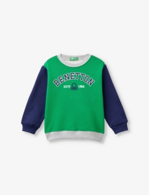 Shop Benetton Multicolor Logo-print Relaxed-fit Cotton Sweatshirt 18 Months-6 Y