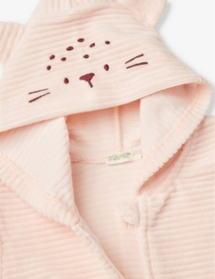 BENETTON: Embroidered ear-design velour hoody 1-18 months