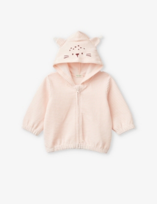 BENETTON: Embroidered ear-design velour hoody 1-18 months