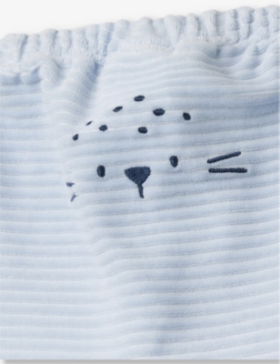 BENETTON LIGHT BLUE POWDER ANIMAL-EMBROIDERY VELOUR JOGGING BOTTOMS 1-18