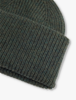 COLORFUL STANDARD WOMENS HUNTER GREEN WIDE-BRIM RIBBED MERINO-WOOL BEANIE 