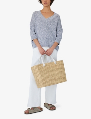 The White Company Mouline V-neck Relaxed-fit Cotton Jumper