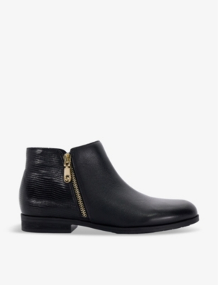 DUNE: Pandias mock-croc leather ankle boots