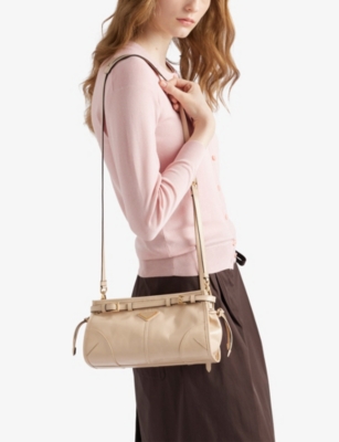 Prada Small Leather Shoulder Bag In Neutral