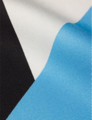 PRADA: Branded-print striped silk-twill scarf