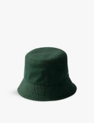 Shop Prada Mens Green Branded Cotton Bucket Hat