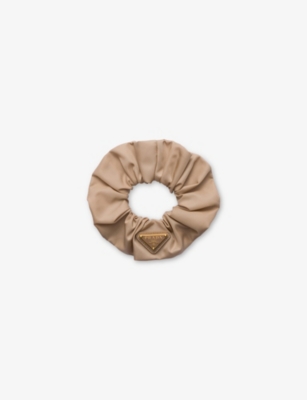 PRADA: Re-Nylon logo-plaque woven scrunchie