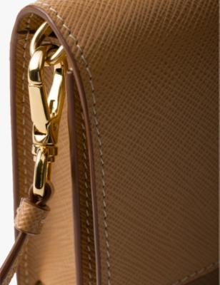PRADA WOMENS NEUTRAL SAFFIANO MINI LEATHER SHOULDER BAG 